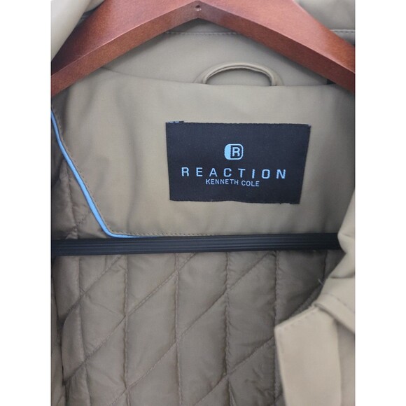 #52 Kenneth Cole Reaction men's Large tan coat Polyurethane Polyester Nylon - Picture 2 of 6